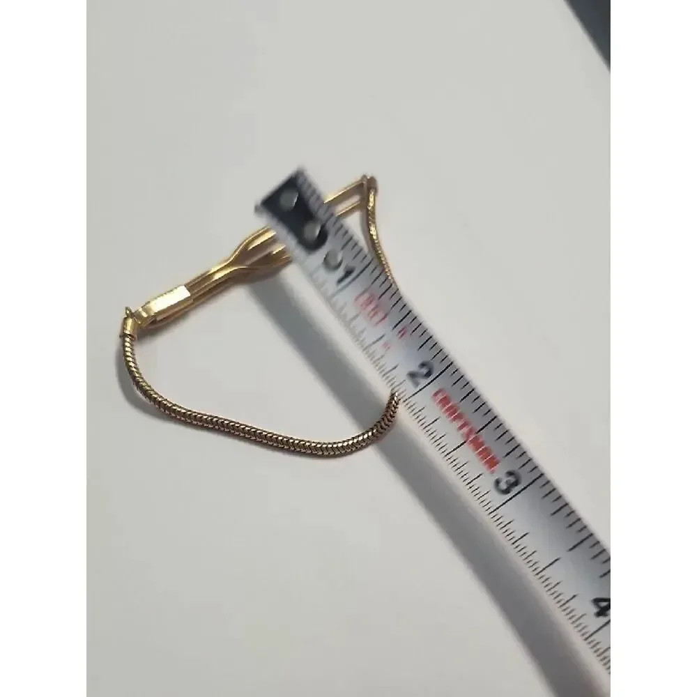 Swank Gold Tone Tie Bar with Chain